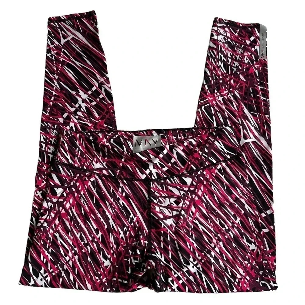 Marc New York Performance Leggings M Pink Black Abstract Scribble‎ Activewear